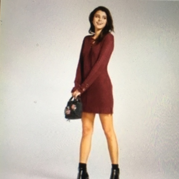 Xhilaration Dresses & Skirts - Xhilaration cranberry sweater dress size X-Small